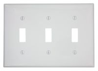 Leviton 80711-W 3-Gang Toggle Device Switch Wallplate, White