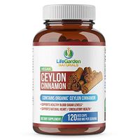 Ceylon Cinnamon Supplement (Contains Organic True Cinnamon) by LifeGarden Naturals. 120 Non GMO Veggie Capsules