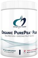 Designs for Health Organic PurePea Plus - Vanilla-Strawberry Pea Protein Powder with Greens, 18g Vegan Protein + Alkalizing Vegetables, Organic + Non-GMO (15 Servings / 510g)