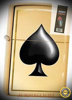 29094 ace of Spades high Polish Brass Lighter with Flint Pack - Premium Lighter Fluid (Comes Unfilled) - Made in USA!
