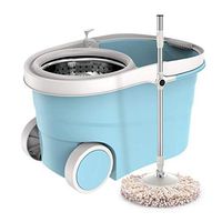 DXDAJ Spin Mop Bucket with - Stainless Steel 360 Spin Dry Basket & Telescopic Handle Pole, Hurricane Spinning Mop Bucket Kit (Color : Blue)
