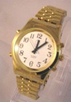 Men's Deluxe Talking Wrist Watch with Alarm Gold Tone for the Blind/Low Vision