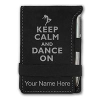 Mini Notepad, Keep Calm and Dance On, Personalized Engraving Included (Black with Silver)