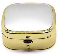 Silver/Gold Brushed Print Square Pocket Purse Portable Travel Pill Box & Medicine Organizer (2 Compartments)