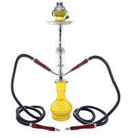 2 hose 22" Yellow Hookah shisha nargila bar narguile nargile glass water Vase