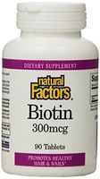 Natural Factors - Biotin 300mcg, Promotes Healthy Hair & Nails, 90 Vegetarian Capsules