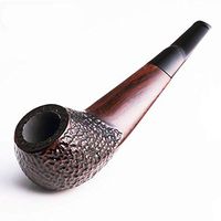 IRIVNG Handmade Straight Stems Ebony Wooden Smoking Tobacco Pipe with Accessories