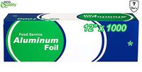 EcoQuality [7 Pack] Food Service Heavy Duty Aluminum Foil Roll (12 in x 1000 ft) with Sturdy Corrugated Cutter Box - Great for Grill Use, Kitchen Wrap, Foil Wrap, Cooking, Cleaning