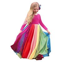 Driuankeji Baby Girls Rainbow Maxi Dress Toddler Girls Princess Sleeveless Pageant Gown Fall Casual Dresses