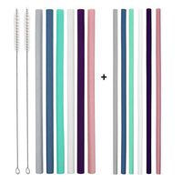 Senneny 6 Big Silicone Straws & 6 Regular Silicone Drinking Straws for 30oz and 20oz Tumbler - Reusable Silicone Straws for Yeti/Rtic/Ozark- with 2 Cleaning Brushes & 1 Travel Pouch- Straight