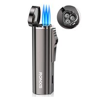 RONXS Torch Lighter, Butane Lighter in Pocket Size, Adjustable Triple Jet Flame Cigar Lighter Refillable Gas, Heavy-Duty Zinc Alloy Lighter Gfit for Men(Butane Not Included)
