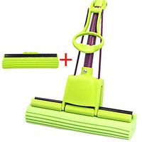 PVA Sponge Mop Set Strong Slot w/Super Absorbent Sponge Head Steel Pole