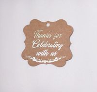 Fancy Frame Gift Tags, Thank You Tags, Gold Foil - 30 Pack - Kraft Paper, Thanks for Celebrating with Us! (Frame Kraft 4)