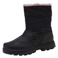 Goldweather Women's Winter Snow Boots Waterproof Fur Lined Warm Mid Calf Boots Outdoor Footwear(Black,8.5