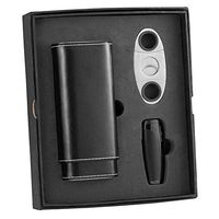 Personalized Visol Naturale and Triad Cigar Case, Lighter and Cutter Gift Set with Free Laser Engraving