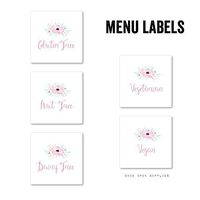 Secret Garden Birthday Party Food Labels for Allergy and Dietary Restriction, Gluten Free, Dairy Free, Nut Free, Vegetarian, Vegan Food Labels for Party Food, by Once Upon Supplies, 2x2 Inches, 20 Pcs