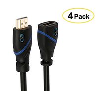 C&E 10 Feet Category 2 Certified - Super HDMI Extension Cable Male to Female, Gold Plated, Black, 4 Pack