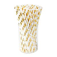 Gold Paper Drink Straws Biodegradable - 200 Pcs for Bachelorette Party Decorations, Eco-frendly Straws Bulk for Birthday | Wedding | Bridal | Baby Shower | DIY Idea