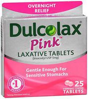 Dulcolax Pink Laxative Comfort Coated Tablets - 25 ct, Pack of 6