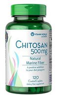Vitamin World Chitosan 500mg is a Dietary Fiber, derived from Crustacean Shells, [which Supplies Zero Grams of net Carbs] 120 Coated caplets