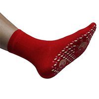 FILOL 2PCS Self Heating Therapy Massage Tourmaline Magnetic Socks Athletic Cotton Socks,Unisex Winter Quarter Warm Thermal Socks Insoles (Red)
