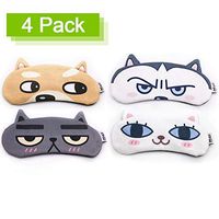Cute Eye Mask Sleep Masks Sleeping Mask,Super Soft and Light for Insomnia Puffy Eyes, Shift Work Blindfold Eyeshade for Kids Women Men - 4 Count