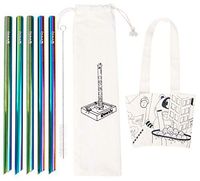 Strendy Reusable Boba Straws and Boba Cup Holder - 5 Pack of Stainless Steel Metal Straws for Tapioca Pearls, Smoothies, and Milkshakes