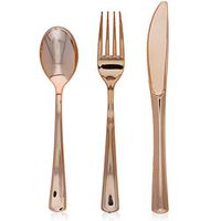 Sparkle and Bash Plastic Metallic Rose Gold Cutlery (72 Pack)