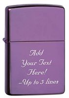 Zippo High Polish Classic Purple Outdoor Custom Personalize Engraving Message Windproof Lighter