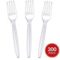 Clear Disposable Plastic Forks | Heavyweight Silverware Plastic Utensils | Fine Cutlery Flatware for Parties, Weddings, Baby Shower, Graduation Pack of 300