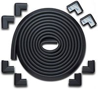 Roving Cove Baby Safety Edge & Corner Guards | Child Proofing Furniture Bumper | Table Protectors | Pre-Taped Corners | Safe Edge & Corner Cushion | 20.4 ft [18 ft Edge + 8 Corners] | Onyx Black