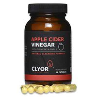 Clyor Apple Cider Vinegar Pills - Organic - with Turmeric, Ginger - Digestion, Detox, Cleanse for Women Men | 60 Professional Strength 500mg Vegan, Small Capsules, Kosher, in Glass Bottle