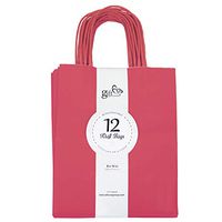 12CT Medium HOT Pink Biodegradable, Food Safe Ink & Paper, Premium Quality Paper (Sturdy & Thicker), Kraft Bag with Colored Sturdy Handle