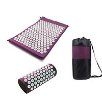lvh Yoga Mat Bag Spike Acupressure Mat Pillow Set Relieve Stress Tension Pain Acupuncture Cushion Mat w/Carry Bag (Purple)