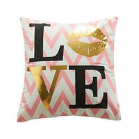 Kaiye Text Bronzing Series Square Pillowcase Hidden Zipper Closure Cushion Cover Home Bed Car Seat Throw Pillow Case 45x45cm