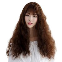 Elevin(TM)🌹🌹 Fashion Japanese Female Long Curly Air Bangs Wig High Temperature Wire No Lcae (Brown)