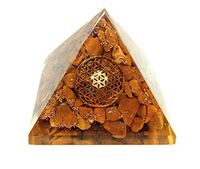 Jet Energized Yellow Jade Flower of Life Orgone Pyramid Ions Generator 2.5 inch Natural Charged EMF Harmonizer Energy Chakra Gemstone Jet Crystal Image is JUST A Reference