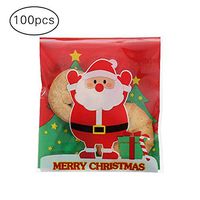 Da.Wa 100 Pcs Christmas Self-Styled Candy Bag Treat Bag Cellophane Cookie Pouch 10 10+3