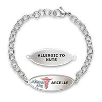 Divoti Custom Engraved Beautiful N Slender Medical Alert Bracelet -Oval Link Stainless Chain w/Free Engraving -Adjutable