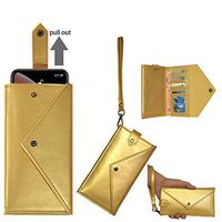 elecfan Wallet Case for iPhone 11 Pro Max, with Card Slot Phone Case PU Leather Handbag Shell Magnetic Folio Cover for All 6.5-7.2 Inch Samsung Galaxy and iPhone and Android Phone - Gold