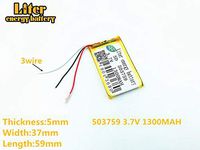3lines 3.7V 1300mA1h 503759 Lithium Polymer Ion Rechargeable Battery Lithium 3lines Polymer Li-Po Battery for MP4 GPS MP3 Bluetooth Stereo DIY Gift