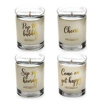 LUNA CANDLE CO. Luxurious Peach Bellini and Vanilla Scented Jar Candle Gift (Set of 4) Soy Wax, 11oz. Glass, Up to 110 Hours of Burn Time, Sweet, Fruity, Handcrafted in The USA- Let's Get Lit