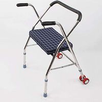 MMED Old Man Bath Chair, Stainless Steel Wear-Resistant Old Man Crutches Walker 0106