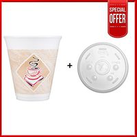 Dart 12x16G, 12 Oz. Espresso Foam Cup and Translucent Lid with Straw Slot, Customizable Disposable Hot and Cold Drink Beverage Soda Cups (50)