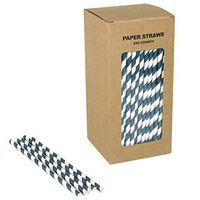 Navy Striped Paper Straws Bulk, Navy Blue and White Stripe Paper Drinking Straws Biodegradable for Hanukkah Birthday Party, Coffee Soda Beverage Cafe Restaurant Cake Pop Sticks (Navy Stripe, 250)
