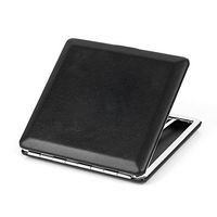 Ultra-Thin Plain Black Leather Metal Cigarette Case Holder Box Holds 10 Cigarettes