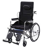 HAMIMI Wheelchair Transport Folding Wheelchair Portable Travel Chair Leather Fabric and Potty Comfortable Multi-Functional Light Mobility Wheelchai (Style : B)