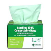 Primode 100% Compostable Bags, 8 Gallon (30L) Food Scraps Yard Waste Bags, 50 Count, Extra Thick 0.85 Mil. ASTM D6400 Compost Bags Small Kitchen Trash Bags, Certified by BPI and TUV