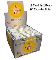Maximum D3 13,000 IU Box, 60 Capsules Total (1 Box with 12 Cards x 5 Capsules per Card), 60-Weeks Supply