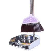 WEIFAN CAI- Long Handle Broom Set Dustpan and Brush Sets Sweeping Dust Stainless Steel Dustpan Soft Easy to Store (Purple, 86x25cm)